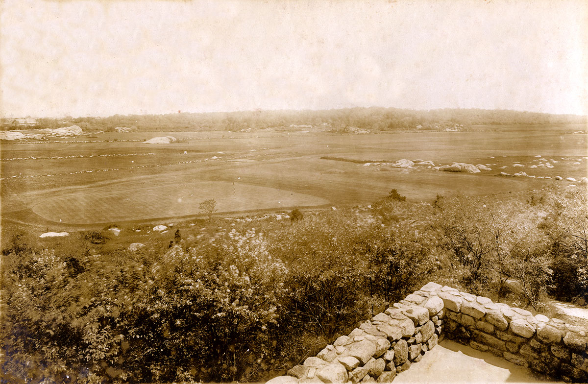 An early view of the Rockport clubhouse and grounds overlooking the sea