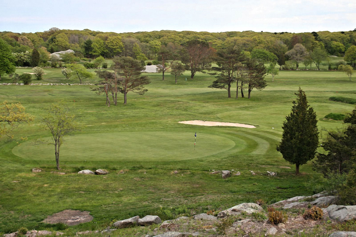 The ninth green seen from the clubhouse